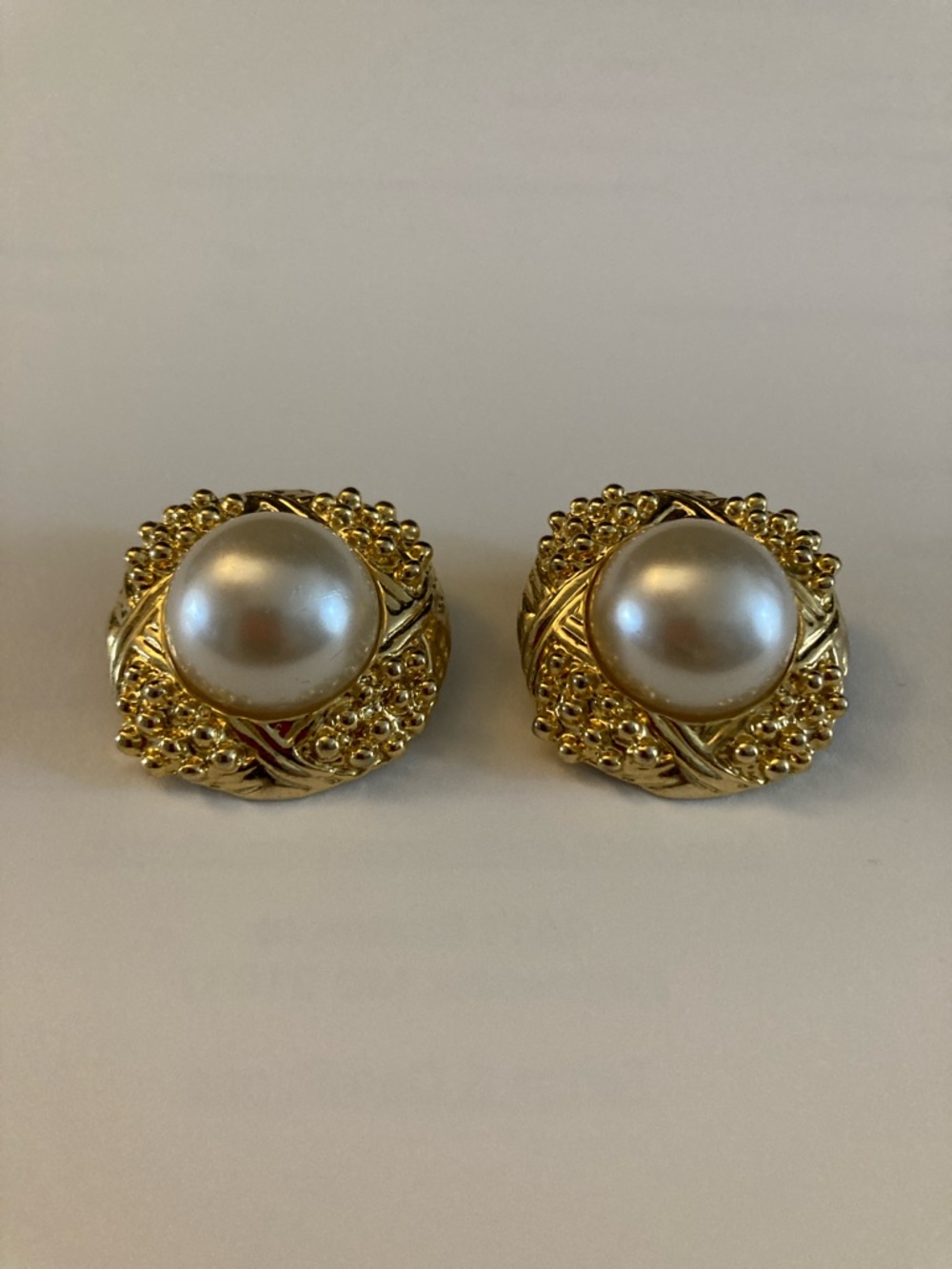 Gold-Tone Pearl Cluster Clip Earrings - Unbranded